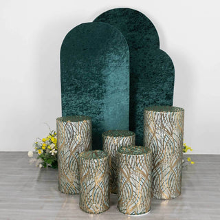 Elevate Your Event Decor with Hunter Green Wave Mesh Cylinder Pedestal Prop Covers Elevate Your Event Decor with Hunter Green Wave Mesh Cylinder Pedestal Prop Covers