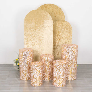Elevate Your Event Decor with Rose Gold Pedestal Prop Covers
