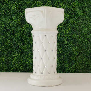 Elegant White Crystal Beaded Pedestal Stand for Stunning Event Decor Elegant White Crystal Beaded Pedestal Stand for Stunning Event Decor