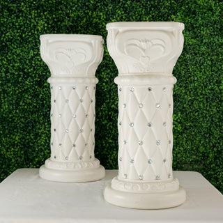 Unleash Your Creativity with White Crystal Beaded Pedestal Stands