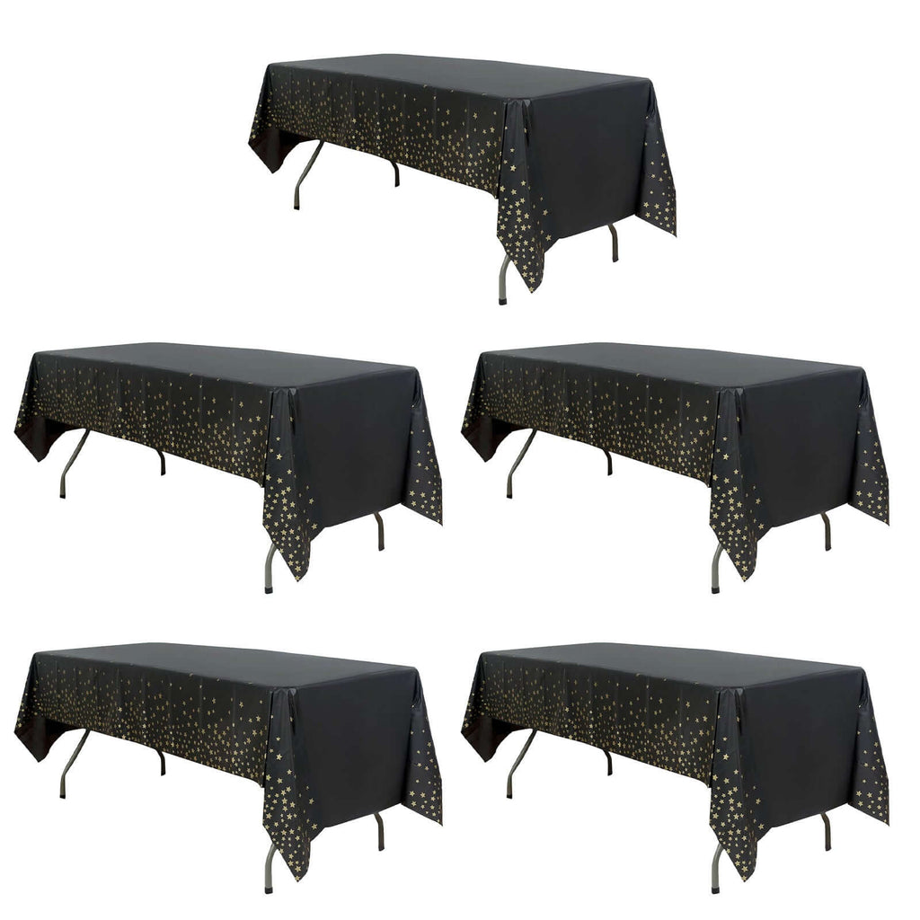 Black Gold Plastic Tablecloths 54x108 in
