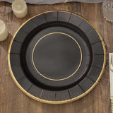 25 Pack 13" Black Sunray Heavy Duty Paper Charger Plates, Disposable Serving Trays - 350 GSM