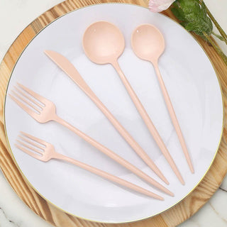 Blush Pink Premium Plastic Silverware Set for Elegant Events Blush Pink Premium Plastic Silverware Set for Elegant Events