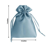 12 Pack 5"x7" Dusty Blue Satin Drawstring Wedding Party Favor Gift Bags