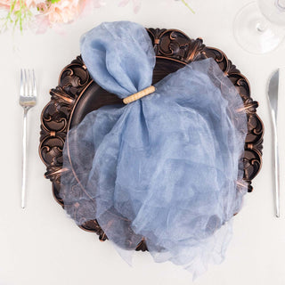 Elevate Your Dining Experience with Dusty Blue Organza Dinner Napkins Elevate Your Dining Experience with Dusty Blue Organza Dinner Napkins