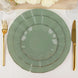Dusty Sage Salad Plates with Gold Ruffled Rim, Disposable Appetizer Dessert Dinnerware