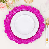 6 Pack 13inch Fuchsia Round Reef Acrylic Plastic Charger Plates, Dinner Charger Plates