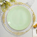 10 Pack | 10inch Glossy Sage Green Round Disposable Dinner Plates With Gold Rim