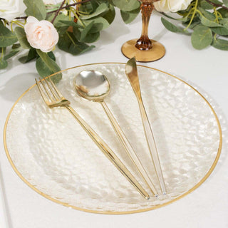 Elegant Gold Glitter Clear Hammered Disposable Party Plates Elegant Gold Glitter Clear Hammered Disposable Party Plates