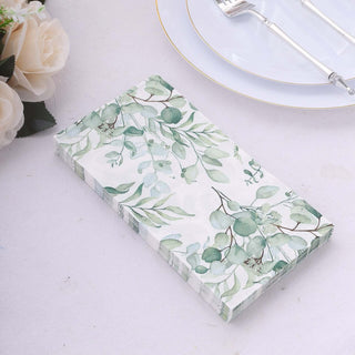 Green Eucalyptus Leaf Print Disposable Napkins Green Eucalyptus Leaf Print Disposable Napkins