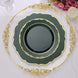 Hunter Emerald Green Plastic Dessert Salad Plates, Disposable Tableware Round Gold Scalloped Rim