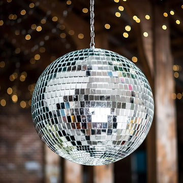 2 Pack 12" Large Silver Foam Disco Mirror Ball With Hanging Swivel Ring, Holiday Party Decor