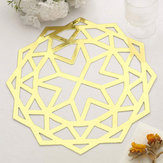 Add Elegance to Your Table with Metallic Gold Foil Laser Cut Geometric Star Table Mats