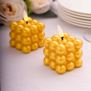Add a Touch of Elegance with Metallic Gold Mini Bubble Cube Candles Add a Touch of Elegance with Metallic Gold Mini Bubble Cube Candles