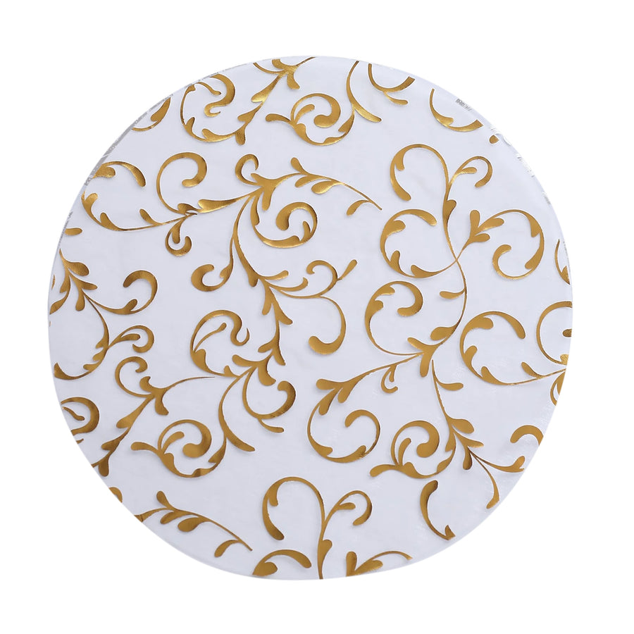 10 Pack Metallic Gold Sheer Organza Dining Table Mats with Embossed Foil Flower Design#whtbkgd