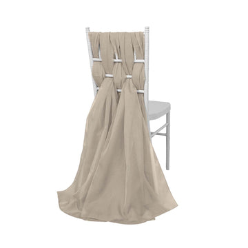 5 Pack Natural DIY Premium Designer Chiffon Chair Sashes - 22"x78"
