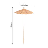 50 Pack Natural Eco Friendly Tiki Hut Paper Umbrella Cocktail Picks, 6inch Biodegradable