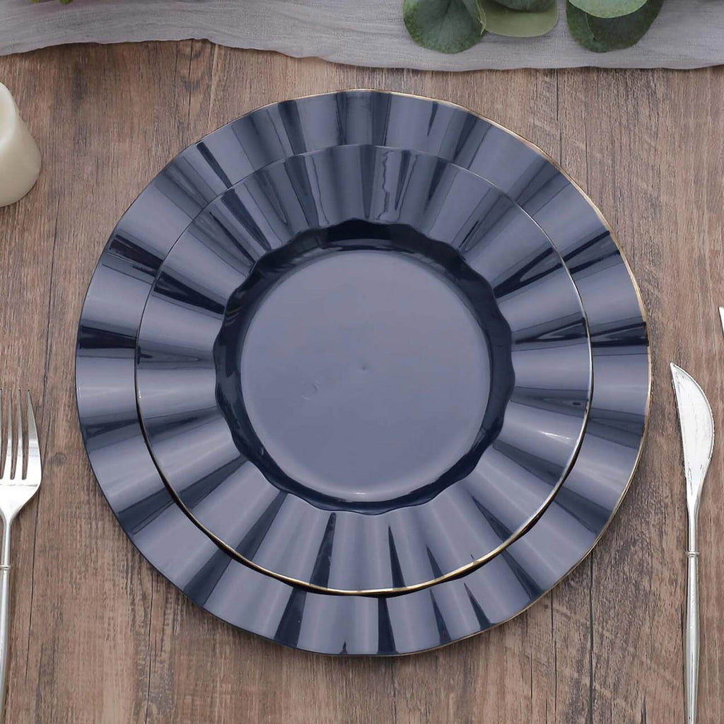 10 Pack 9" Navy Blue Disposable Dinner Plates