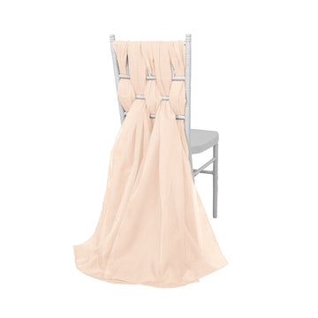 5 Pack Nude DIY Premium Designer Chiffon Chair Sashes - 22"x78"