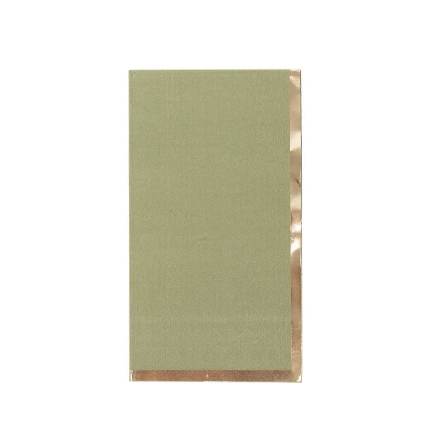 50 Pack Olive Green Soft 2 Ply Disposable Party Napkins with Gold Foil Edge#whtbkgd