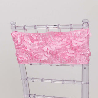 Transform Your Event with Pink Satin Rosette Chair Sashes Transform Your Event with Pink Satin Rosette Chair Sashes