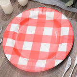 10 Pack | 13inch Red / White Buffalo Plaid Disposable Charger Plates