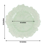 6 Pack 13inch Transparent Green Round Reef Acrylic Plastic Charger Plates, Dinner Charger
