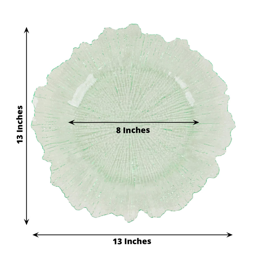 6 Pack 13inch Transparent Green Round Reef Acrylic Plastic Charger Plates, Dinner Charger