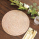 6 Pack Wheat Woven Rattan Print Disposable Dining Table Mats, 13inch Round Cardstock Paper Placemats