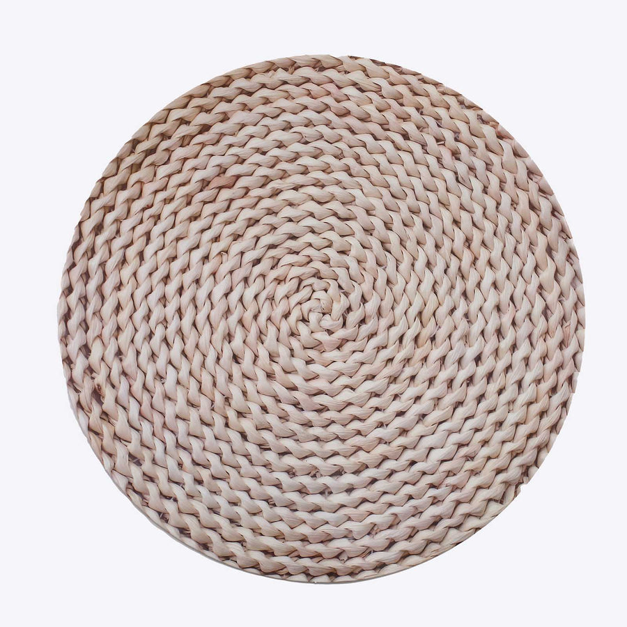 6 Pack Wheat Woven Rattan Print Disposable Dining Table Mats, 13inch Round Cardstock Paper#whtbkgd
