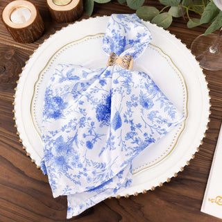 Elevate Your Table with White Blue French Toile Floral Print Napkins Elevate Your Table with White Blue French Toile Floral Print Napkins