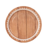 25 Pack White Brown Wood Grain Print Disposable Salad Plates With Floral Lace#whtbkgd