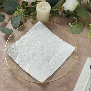 <strong>Embossed White Paper Cocktail Napkins With French Swirl Pattern</strong> <strong>Embossed White Paper Cocktail Napkins With French Swirl Pattern</strong>