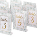 25 Pack White Sage Green Double Sided Paper Table Sign Cards with Floral Leaf#whtbkgd