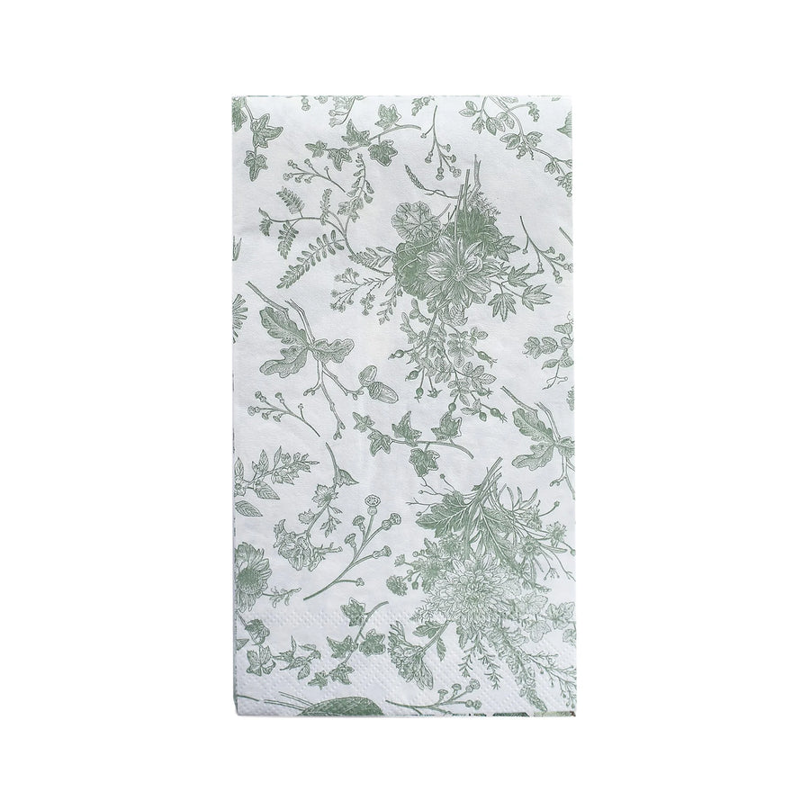 20 Pack Sage Green Floral Toile Print Disposable Party Napkins#whtbkgd