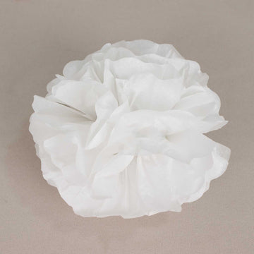 6 Pack 8" White Tissue Paper Pom Poms Flower Balls, Ceiling Wall Hanging Decorations