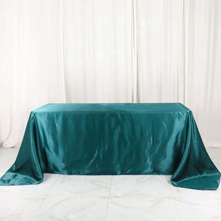 Peacock Teal Satin Seamless Rectangular Tablecloth Peacock Teal Satin Seamless Rectangular Tablecloth