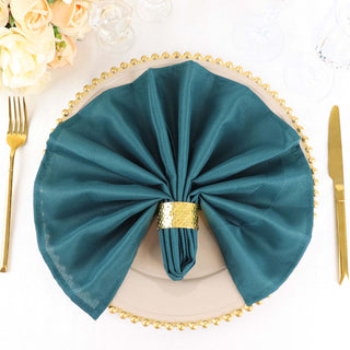 Elevate Your Tablescape with Peacock Teal Seamless Cloth Dinner Napkins