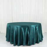 120inch Peacock Teal Satin Round Tablecloth