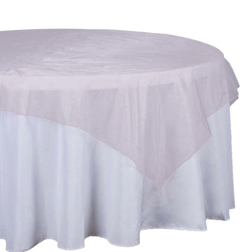 72"x72" Pink Organza Square Table Overlay