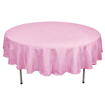 90" Pink Seamless Polyester Round Tablecloth
