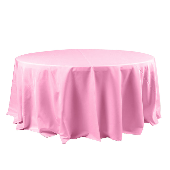 120 inches Pink Polyester Round Tablecloth