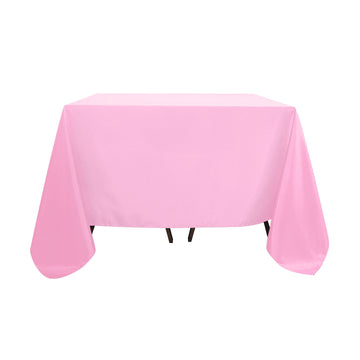 90"x90" Pink Seamless Square Polyester Tablecloth