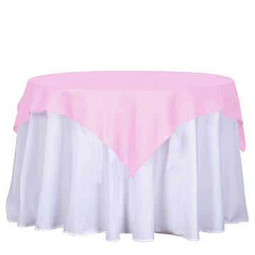 54"x54" Pink Square Seamless Polyester Table Overlay