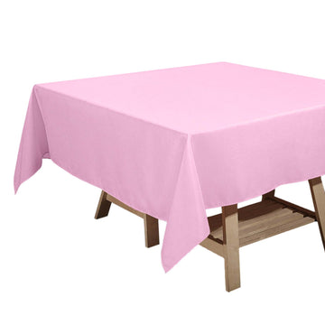 70"x70" Pink Square Seamless Polyester Tablecloth