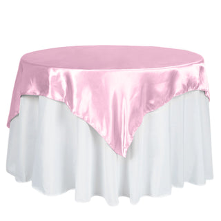 Add Elegance to Your Event with a Pink Satin Table Overlay