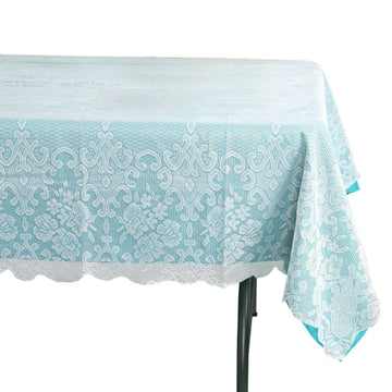 60"x90" Premium Lace White Seamless Rectangular Oblong Tablecloth