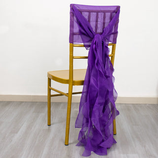 Add Elegance to Your Event with Purple Chiffon Curly Chair Sash