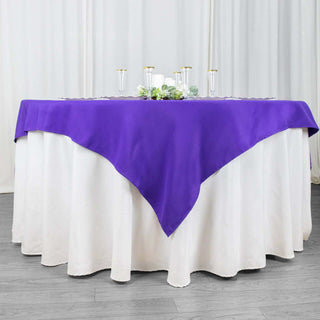 Elevate Your Event with the Purple Premium Polyester Square Table Overlay Elevate Your Event with the Purple Premium Polyester Square Table Overlay