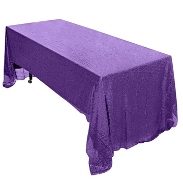 60"x126" Purple Seamless Premium Sequin Rectangle Tablecloth